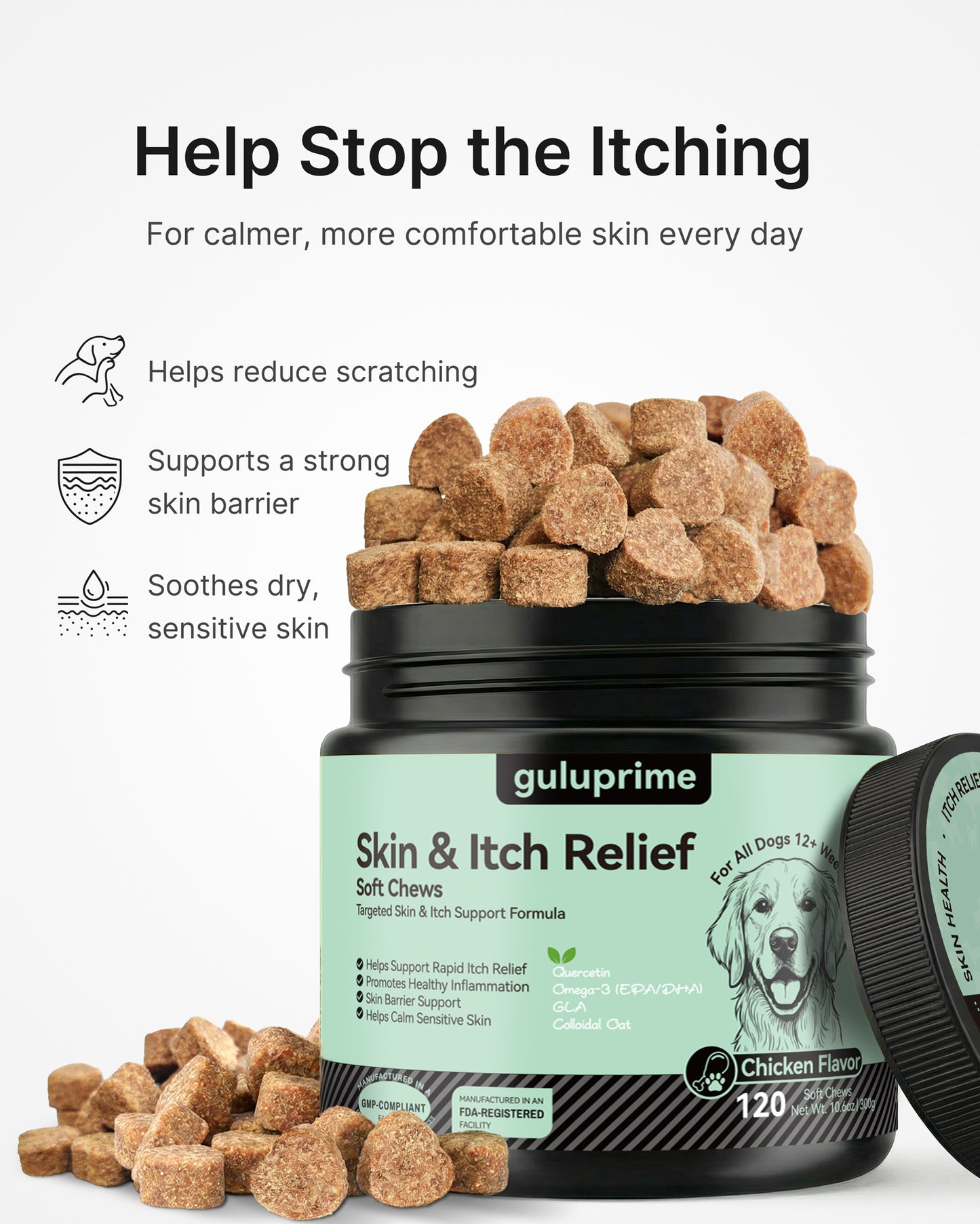 Dog Itch Relief Chews – Anti Itch for Dogs with Itchy Skin & Paw Licking